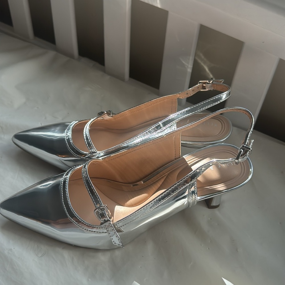 Kelly & Katie Metallic Silver Heels Wide Width